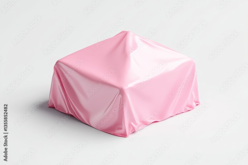 Fototapeta premium Pink cloth-covered cube