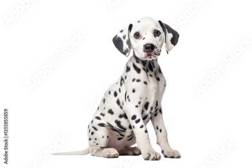 Dalmatian puppy sitting isolated on transparent png background