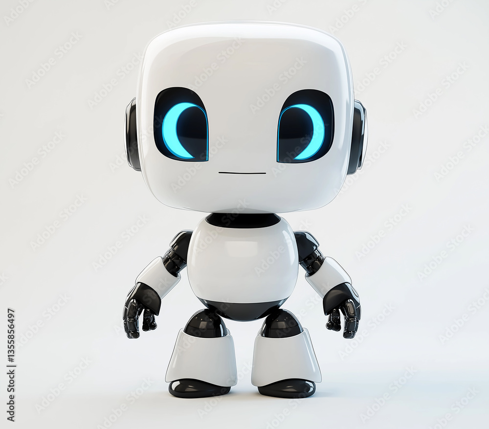 Little robot waving hand isolated on white background, 3d rendering Little robot waving hand isolated on white background, 3d rendering
