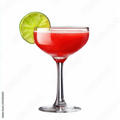 Wallpaper Mural A vibrant red cocktail garnished with a lime slice, served in a stylish glass. Torontodigital.ca