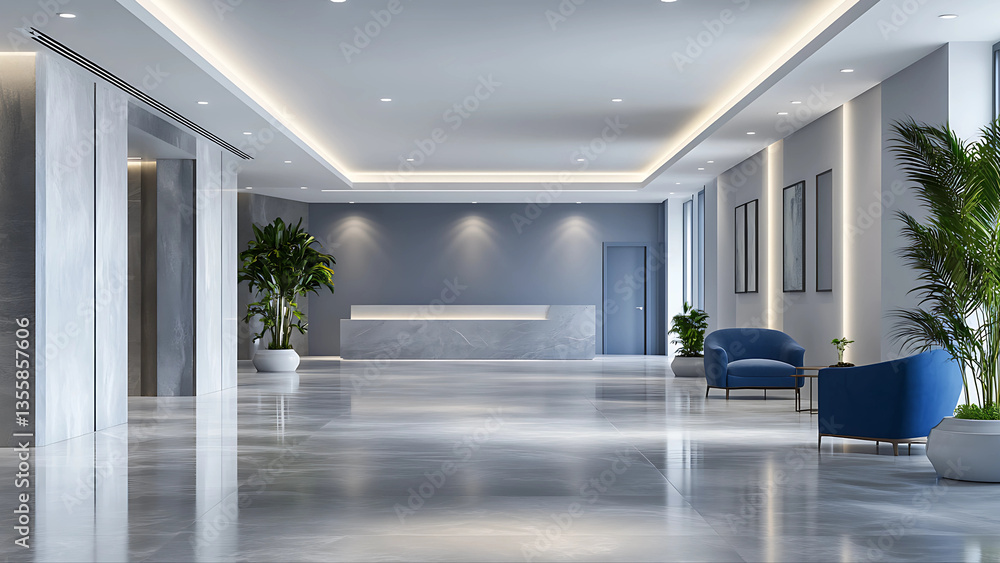 Obraz premium imalistic hall interior with empty gray wall in the design interior 