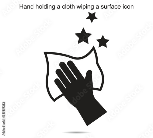 Hand holding a cloth wiping a surface icon