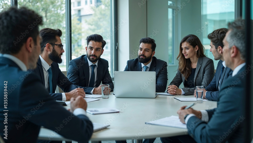 Indian CEO Leading a Leadership Meeting with Senior Management in a Modern Corporate Boardroom