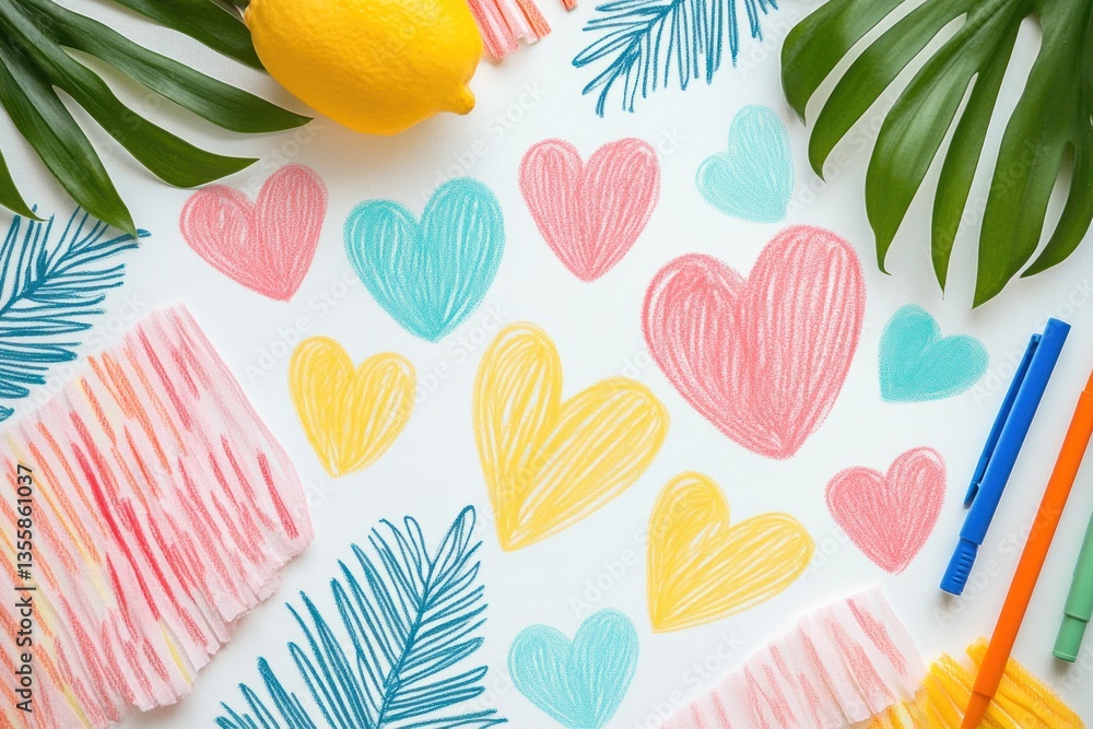 Naklejka premium A social media-friendly template with hand-drawn elements, featuring quotes about leadership and empowerment for young girls.