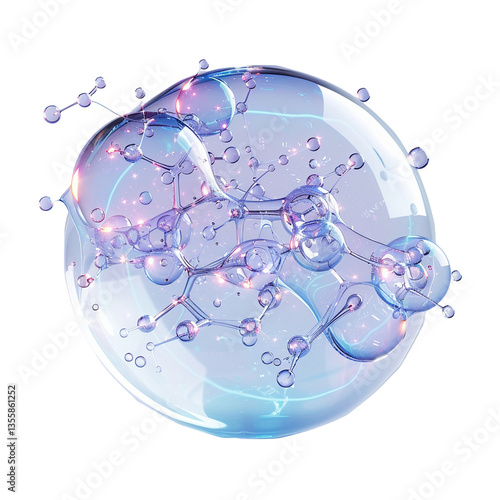 Molecule inside Transparent liquid bubble png
