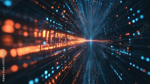 Wallpaper Mural Abstract Data Stream: Digital Network Connections in Cyberspace Torontodigital.ca