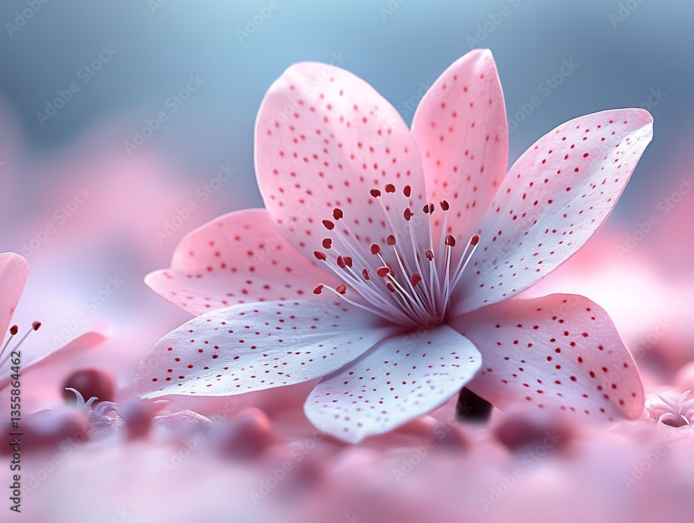 Fototapeta premium A macro shot showing a delicate pink flower bloom