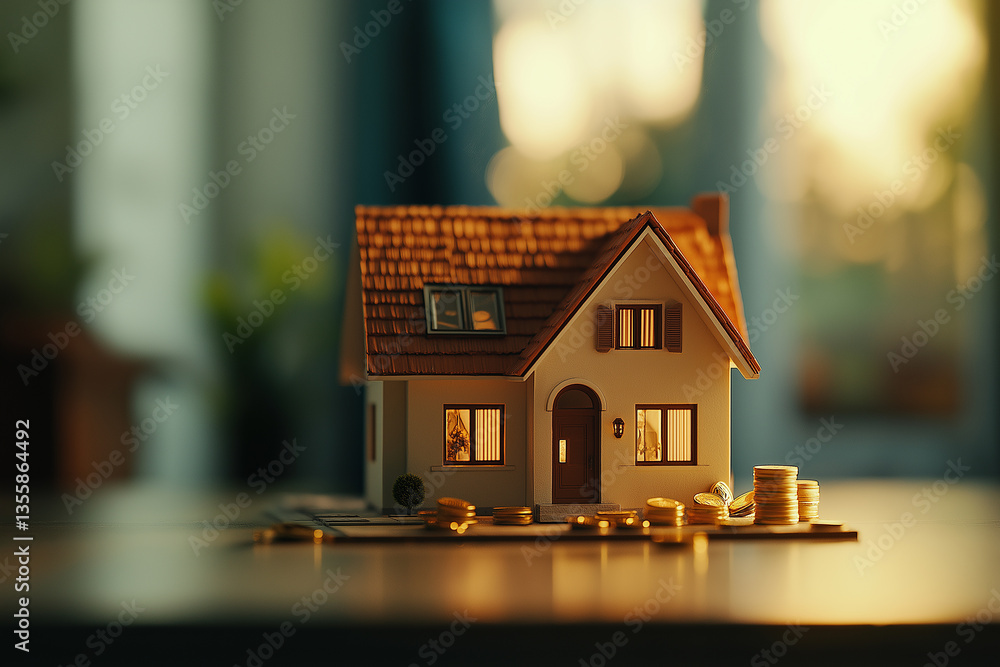 Home loan concept, Loan application form paper with money coin key and loan house model on table, Loan business finance economy commercial real estate investments concept Home loan concept, Loan application form paper with money coin key and loan house model on table, Loan business finance economy commercial real estate investments concept