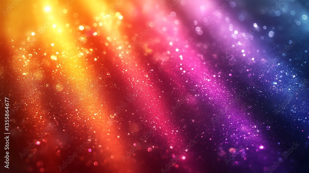 Fototapeta premium Colorful rainbow lights with shimmering particles and glow high resolution image
