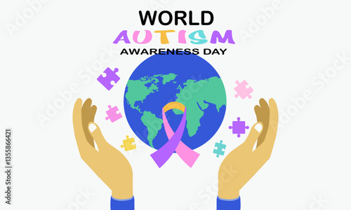 World Autism Awareness Day Colorful White Background