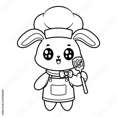 Bunny getting ready to cook, for coloring