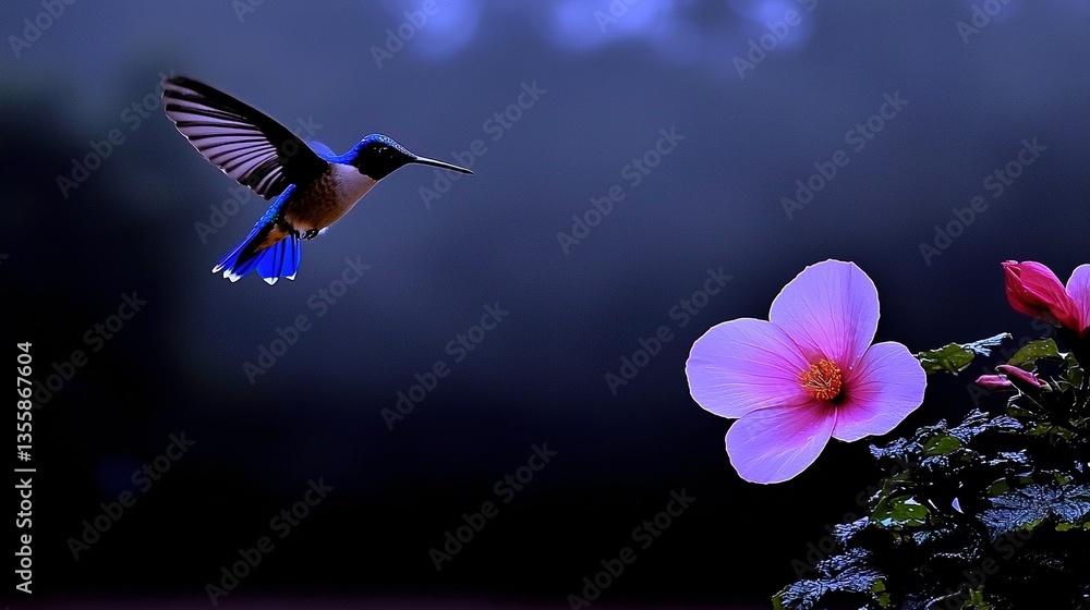 Hummingbird near flower