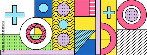 colorful vibrant geometric design featuring shapes patterns evoking energy and creativity vector illustration