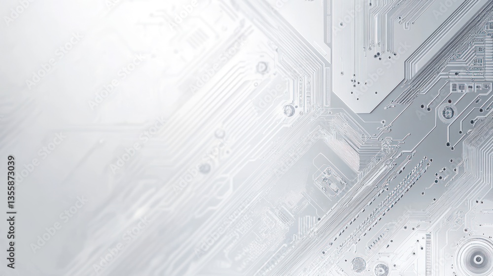 Obraz premium Abstract Grey and White Circuit Board Pattern for Technological Innovation