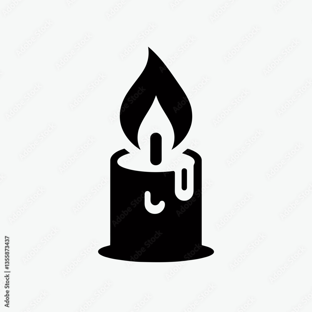 very simple flat and minimalist Candle Flame silhouette in black on a white background very simple flat and minimalist Candle Flame silhouette in black on a white background