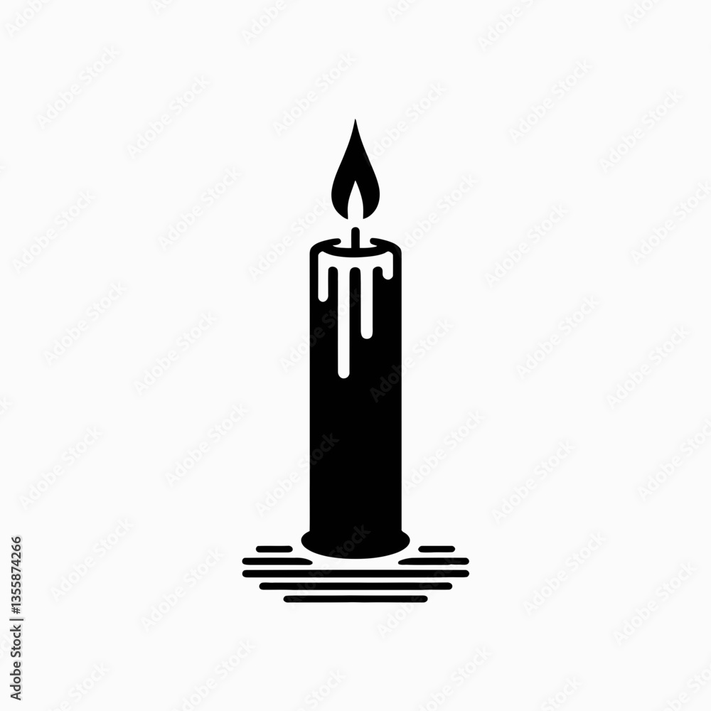 very simple flat and minimalist Candle silhouette in black on a white background very simple flat and minimalist Candle silhouette in black on a white background