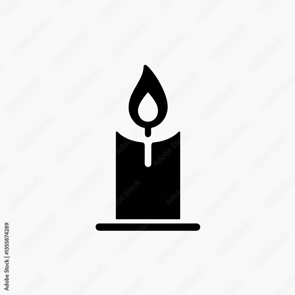 very simple flat and minimalist Candle silhouette in black on a white background very simple flat and minimalist Candle silhouette in black on a white background