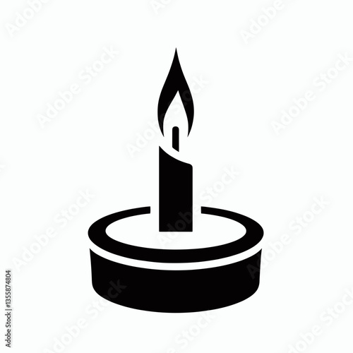 very simple flat and minimalist Candle Wick silhouette in black on a white background