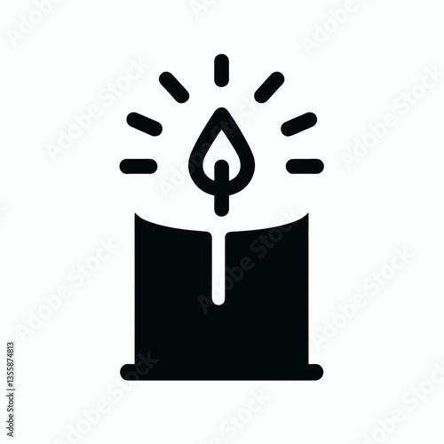 very simple flat and minimalist Candle Wick silhouette in black on a white background