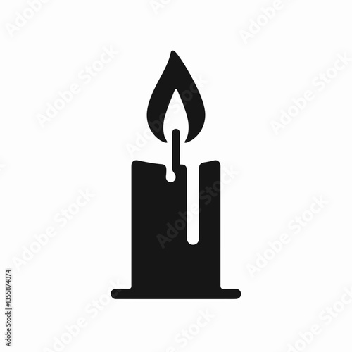 very simple flat and minimalist Candle Wick silhouette in black on a white background