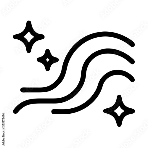 Cosmic Wave Design with Sparkles in Minimalist Style  