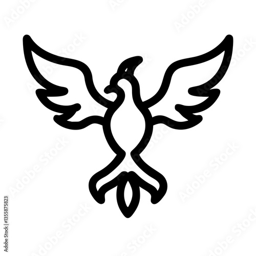 Phoenix symbol with wings in minimalist style on a white background  