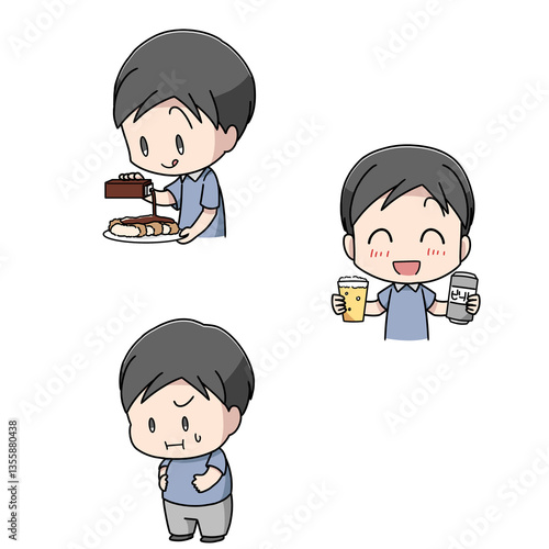 高血圧の原因のイラスト3パターン男性