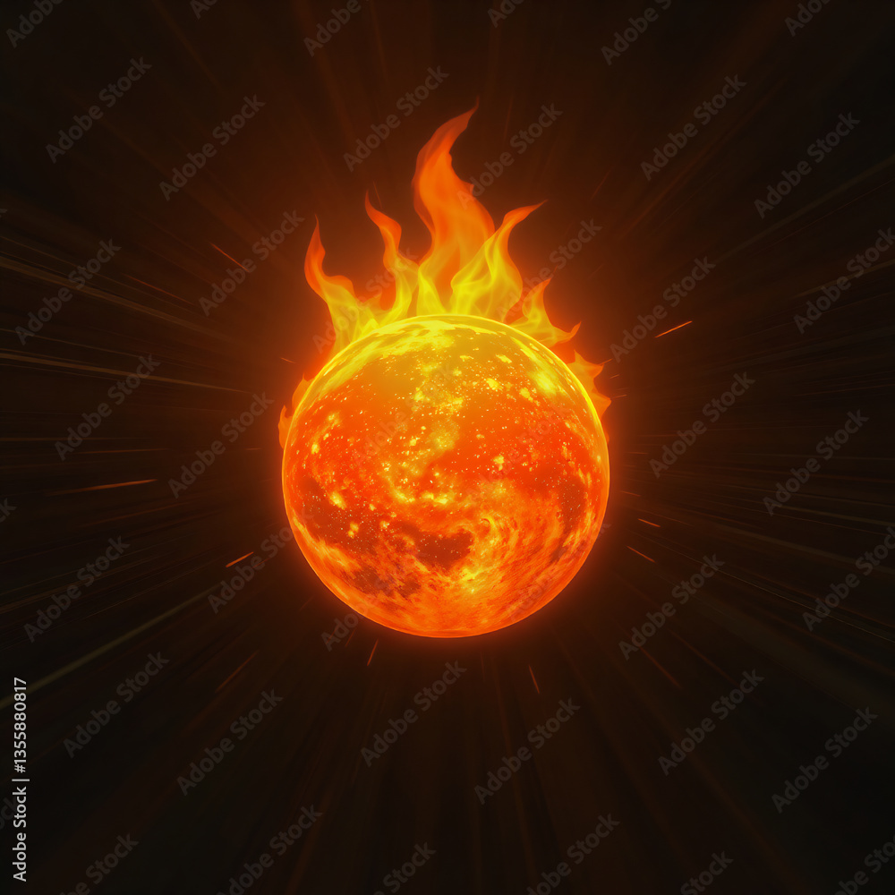 Fototapeta premium Earth being heated by sun in dynamic heatwave motion