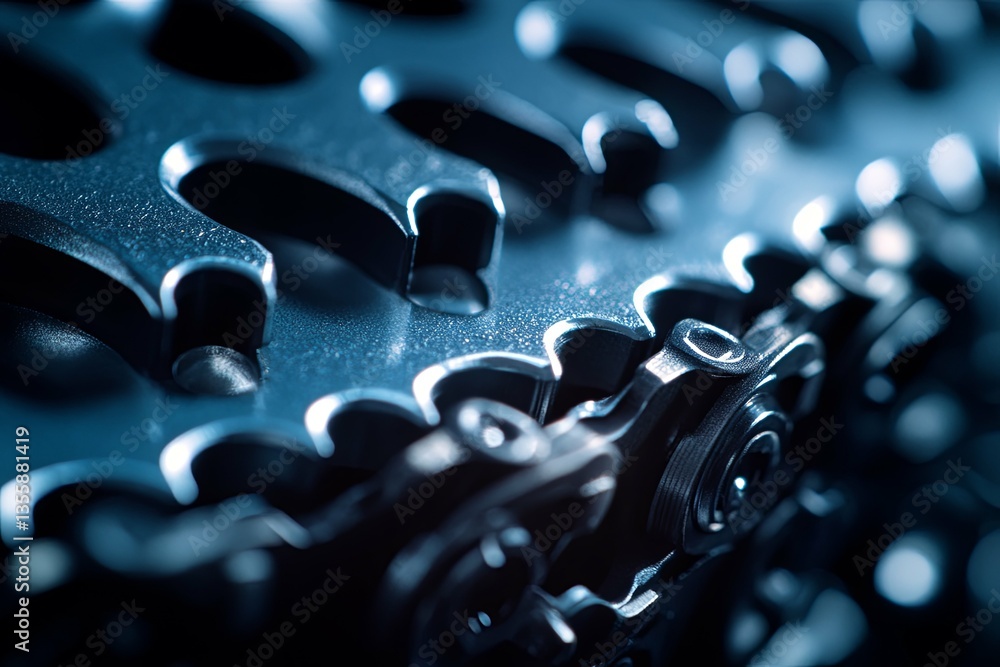 Close up view of a bicycle chain and cog system Close up view of a bicycle chain and cog system