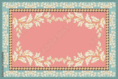 Persian Carpet or Iranian Carpet Traditional Design Oriental Damask Floral Embroidery Design for rug, Throws, Wallpaper, Wrapping, Fabric, Clothing and Tribal Vector Textures.