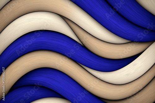 Wallpaper Mural Abstract wavy beige blue lines. Torontodigital.ca