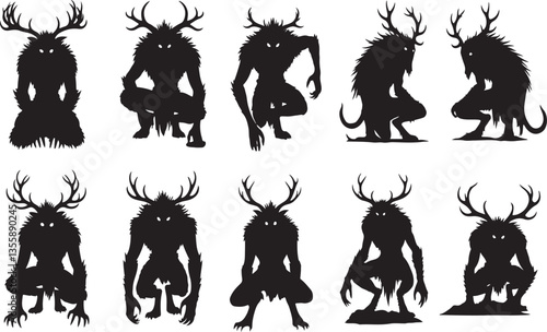 Wendigo Silhouette on White Background