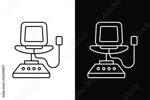 Medical Ultrasound Icon. Editable Stroke & Solid Silhouette Design