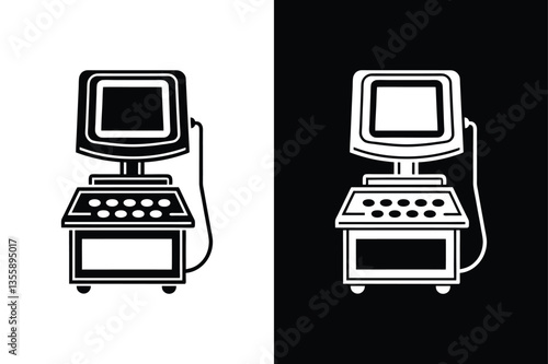 Ultrasonography Icon Silhouette. Pixel-Perfect Solid Vector Graphics