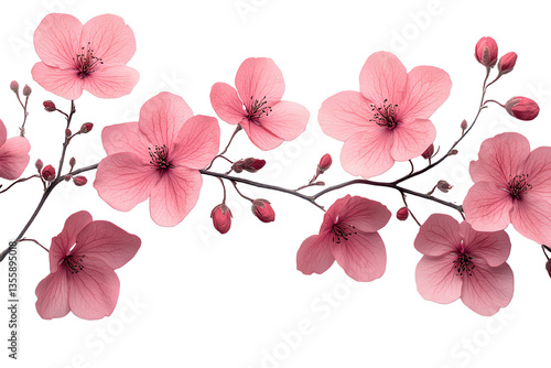 Wallpaper Mural Pink cherry blossom branch, beautifully detailed, white isolate background. Torontodigital.ca