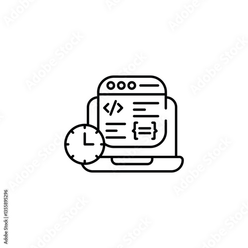 Code Runtime icon design with white background stock illustration