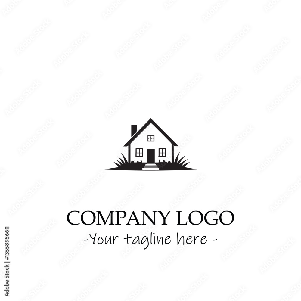 a house silhouette black and white illustration for logo company vector image a house silhouette black and white illustration for logo company vector image