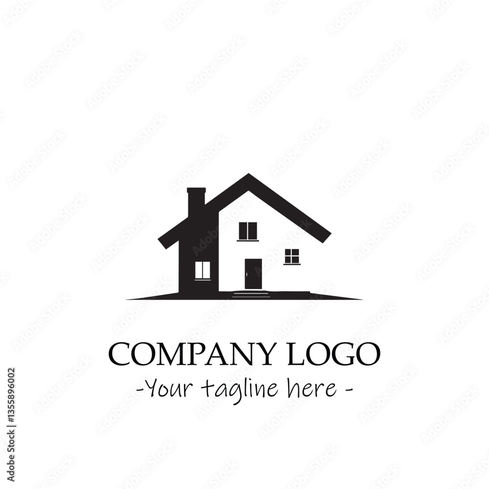 a house silhouette black and white illustration for logo company vector image a house silhouette black and white illustration for logo company vector image