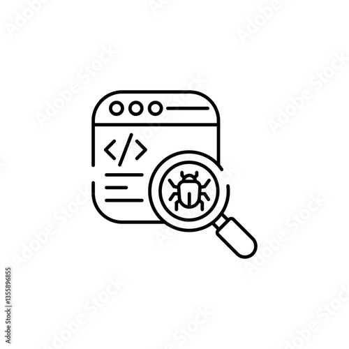 Debugging icon design with white background stock illustration