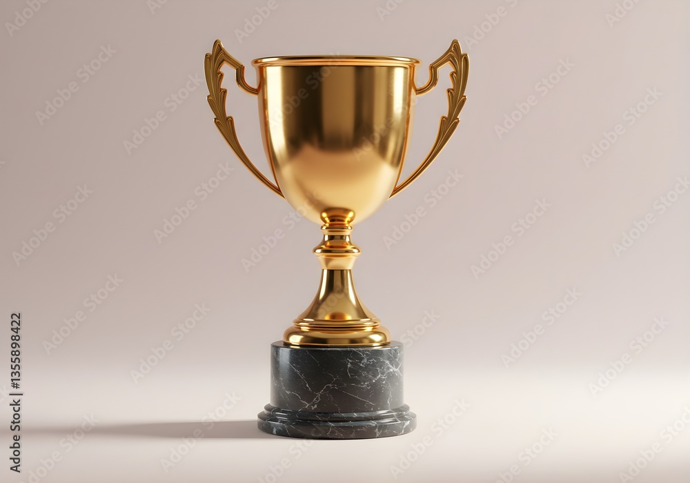 Gold trophy on marble base, symbolizing achievement and success Gold trophy on marble base, symbolizing achievement and success