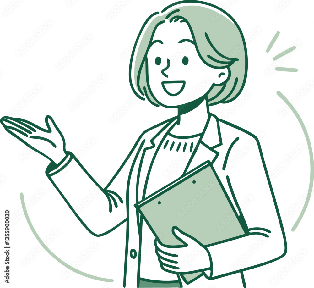 Cartoon illustration of a young woman reading a book, writing in a notebook, and holding a folder, with a laptop and business-related elements in a school or office setting Cartoon illustration of a young woman reading a book, writing in a notebook, and holding a folder, with a laptop and business-related elements in a school or office setting