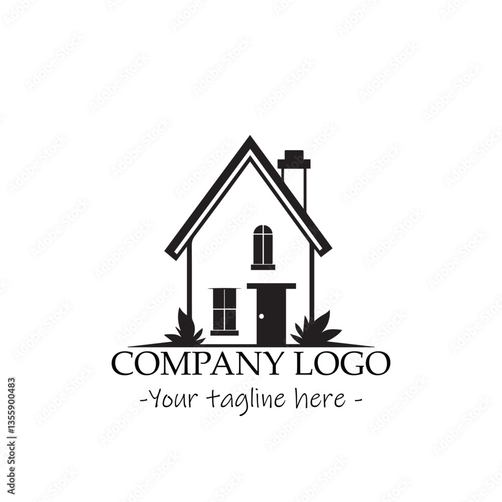 a house silhouette black and white illustration for logo company vector image a house silhouette black and white illustration for logo company vector image