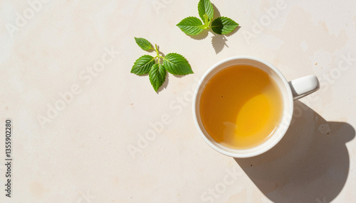 Wallpaper Mural Fresh mint sprig beside herbal tea cup, calm refreshment concept Torontodigital.ca