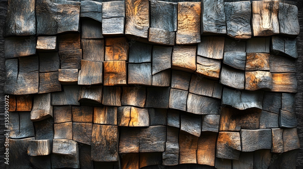 Wavy Wooden Block Wall Texture Generative Ai Wavy Wooden Block Wall Texture Generative Ai