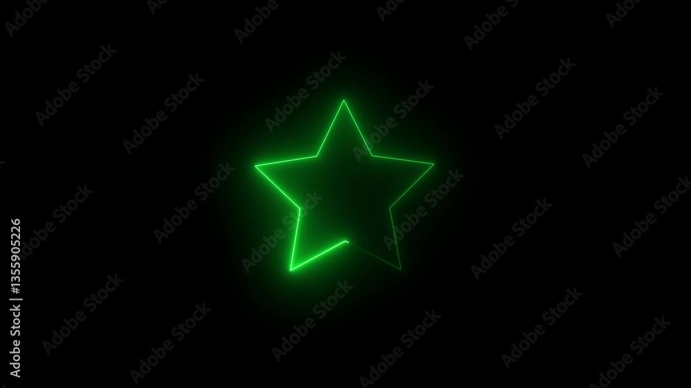Glowing star icon with neon light animation on black background, 4K video Glowing star icon with neon light animation on black background, 4K video