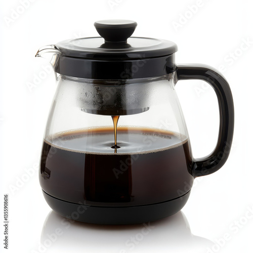 classic glass coffee percolator with fresh coffee dripping inside
