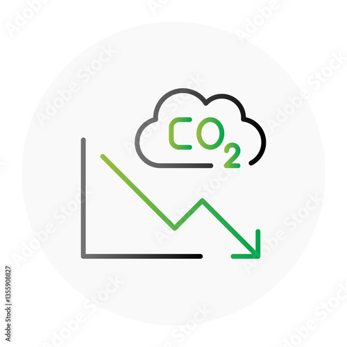 CO2 Emission Reduction Icon. Carbon Footprint Lowering Symbol. Illustration for Environmental Sustainability Concept.