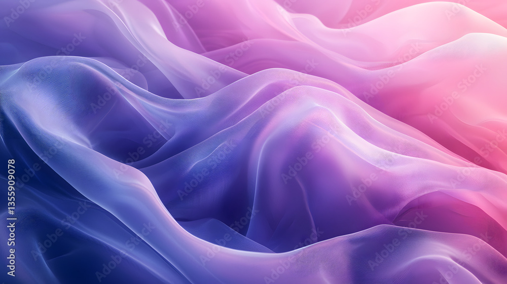Fototapeta premium Abstract Purple Gradient Fabric Waves in Pastel Hues