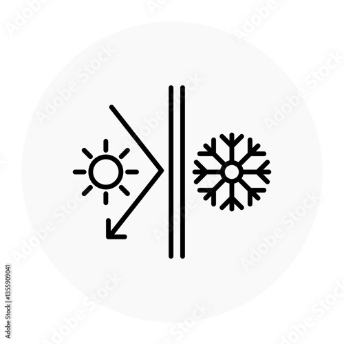 Thermal Insulation Efficiency Icon. Heat and Cold Regulation Symbol. Illustration for Energy Saving Concept.