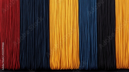 Colorful threads background texture image of various colors gold red black blue yarn